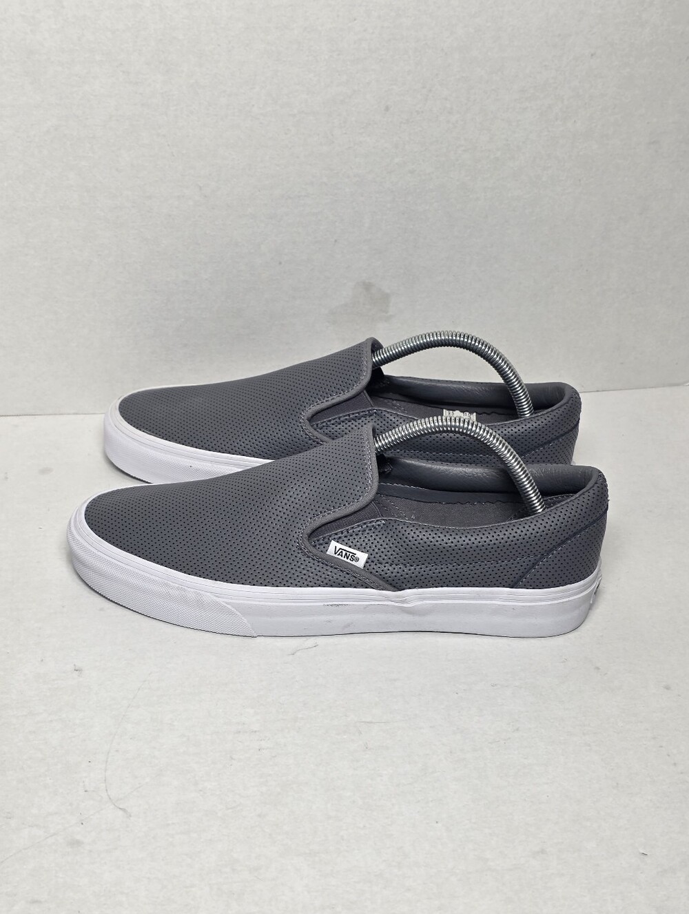 New Vans Perf Leather Classic Slip-On Mens 9.5 Womans 11 Smoked Pearl Grey